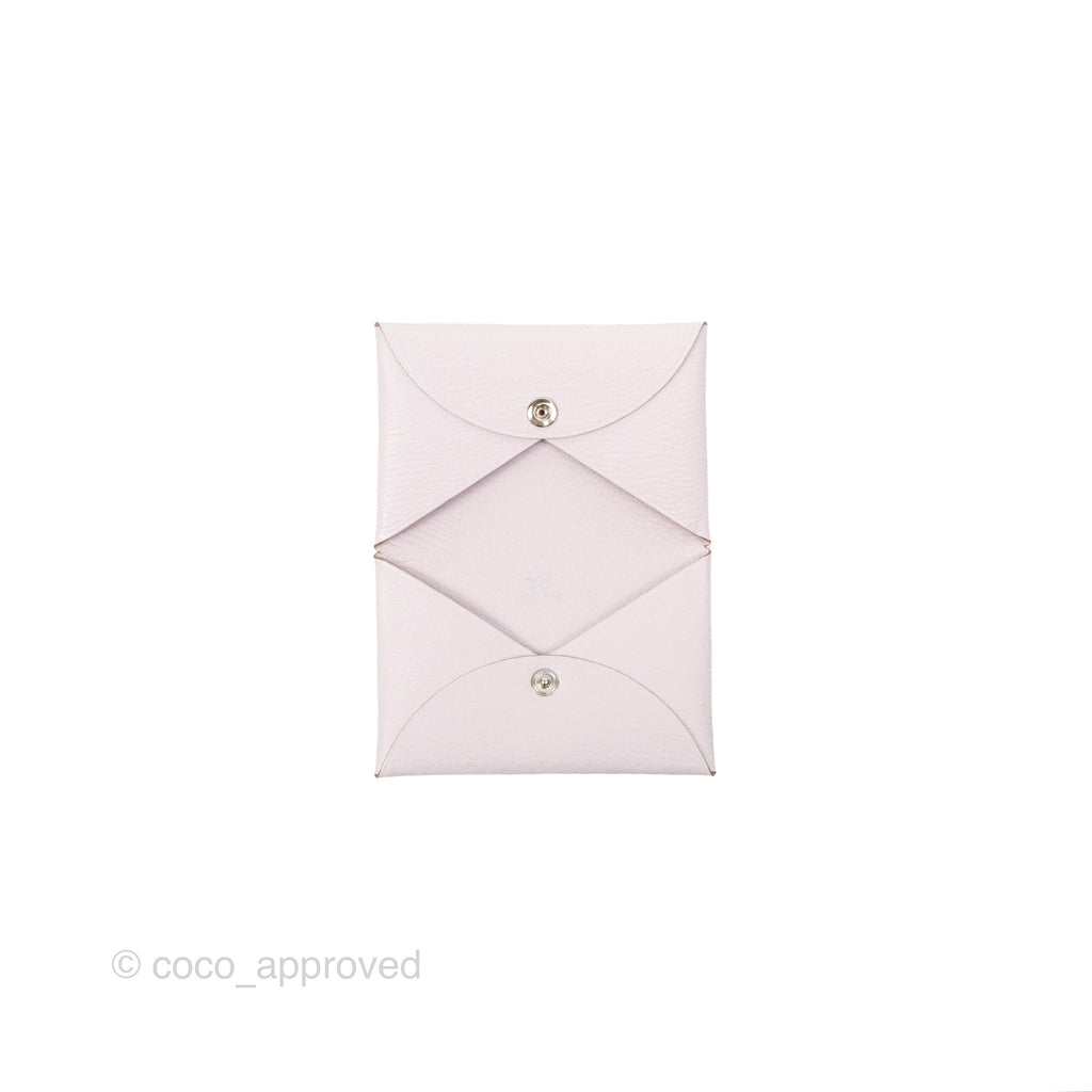 Hermès Calvi Card Holder Mauve Pale Chevre Mysore