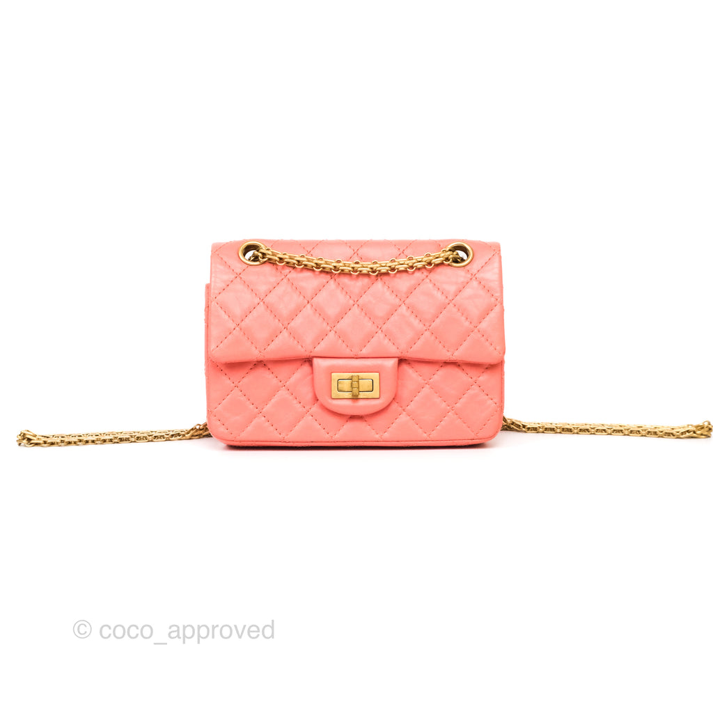 Chanel Mini Reissue 224 Pink Aged Calfskin Aged Gold Hardware