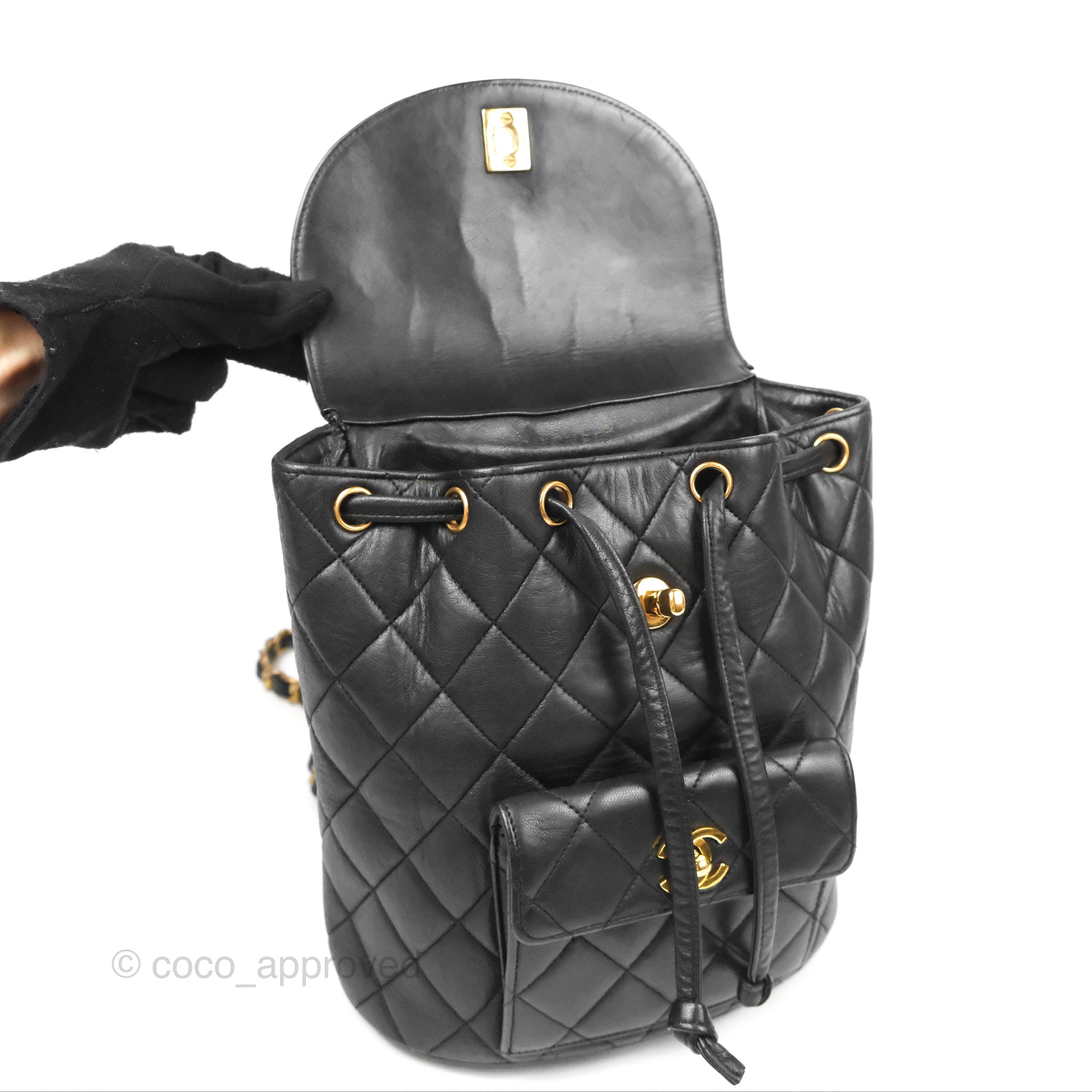 CHANEL, Bags, Chanel 0 Authentic Vintage Black Quilted Lambskin Classic  Backpack Medium