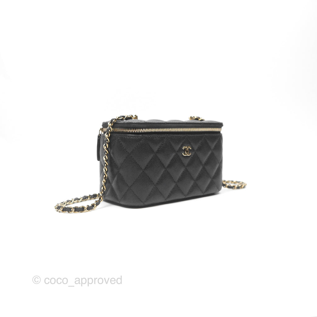 Chanel Vanity Rectangular With Chain Black Caviar Gold Hardware