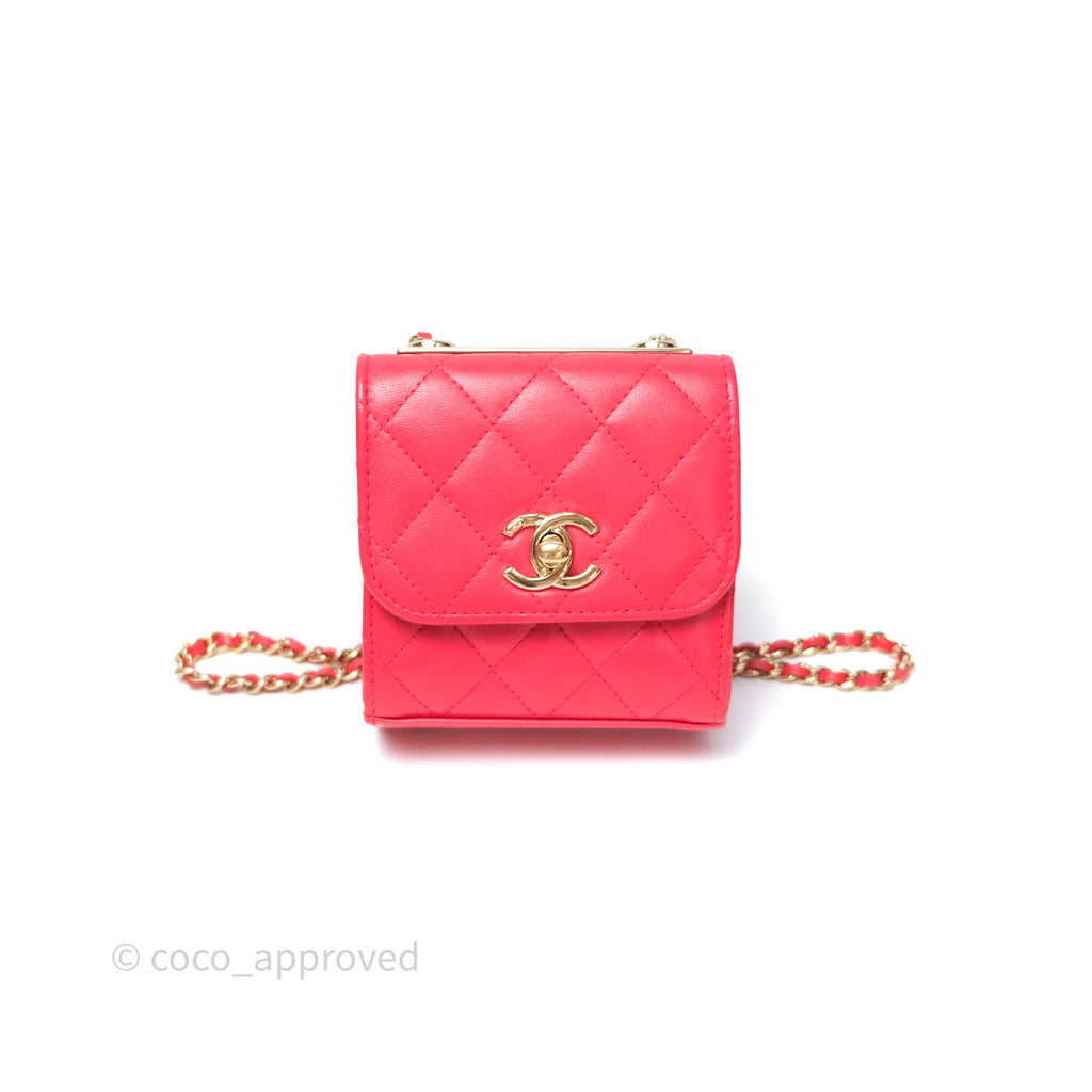 Chanel Mini Quilted Trendy CC Clutch With Chain Red Lambskin Gold Hardware