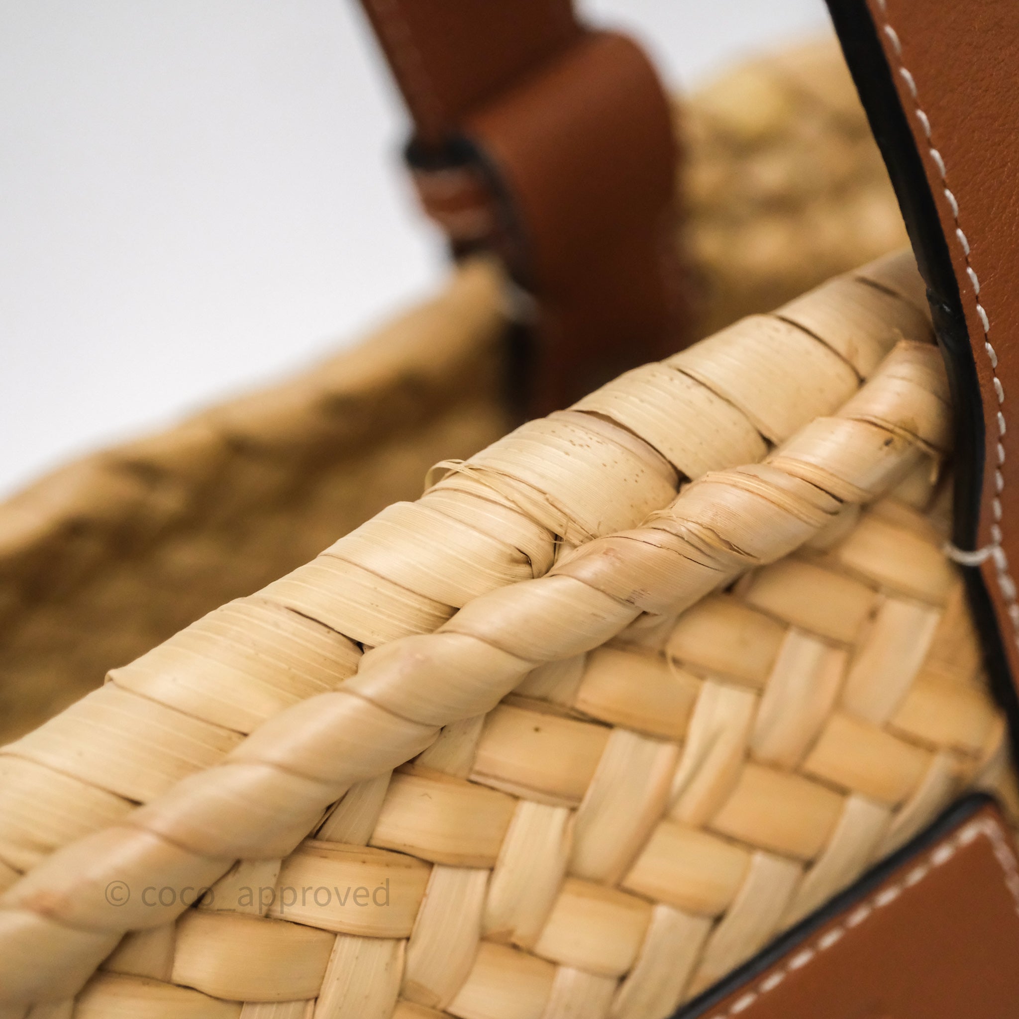 Loewe Small Basket Bag Natural Palm Leaf Tan Calfskin – Coco