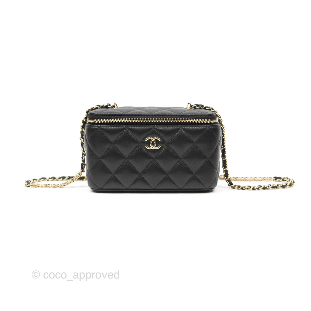 Chanel Vanity Rectangular with CC Chain Black Caviar Gold Hardware