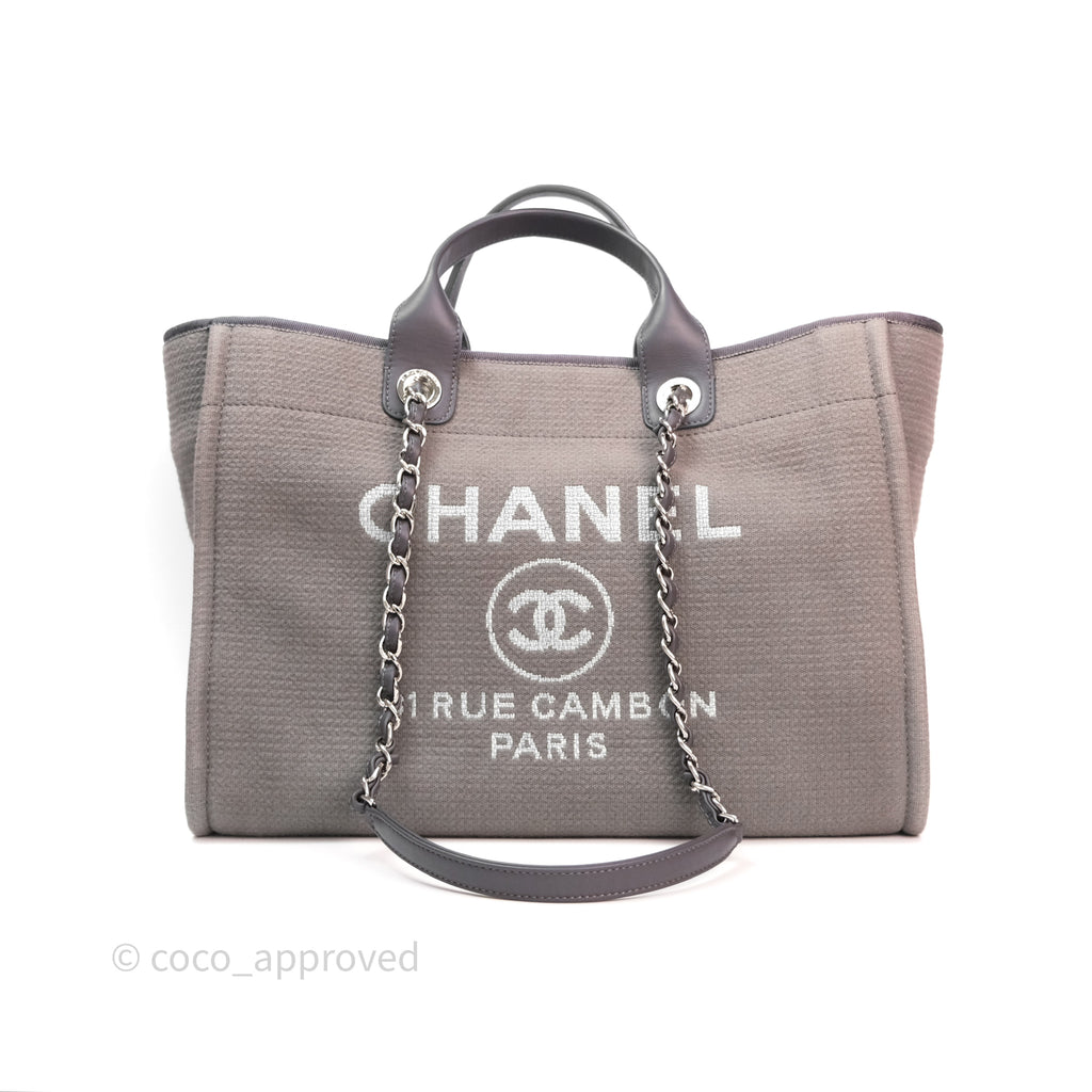 Chanel Canvas Deauville Large Tote Taupe Silver Hardware