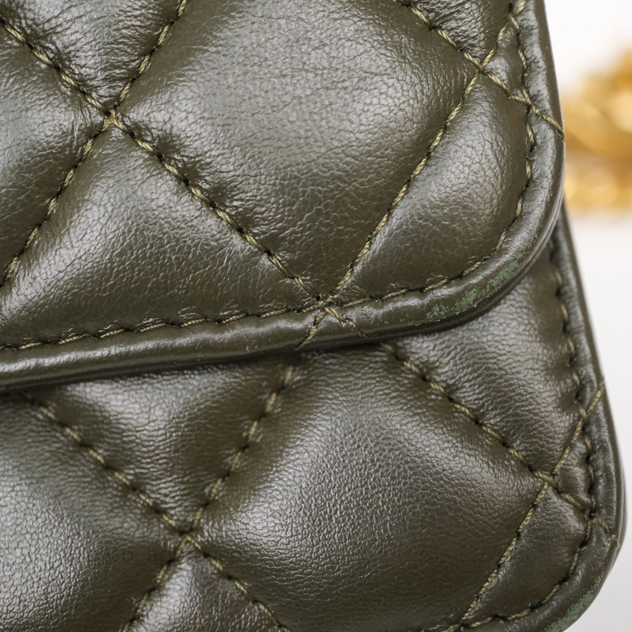 Chanel All Slide Adjustable Chain Phone Holder WOC Olive Green
