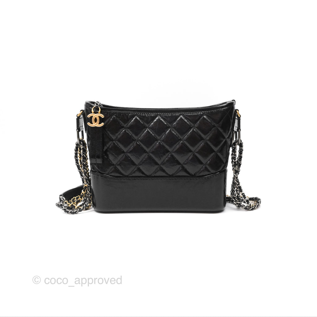 Chanel New Medium Gabrielle Hobo Quilted Black Glazed Aged Calfskin