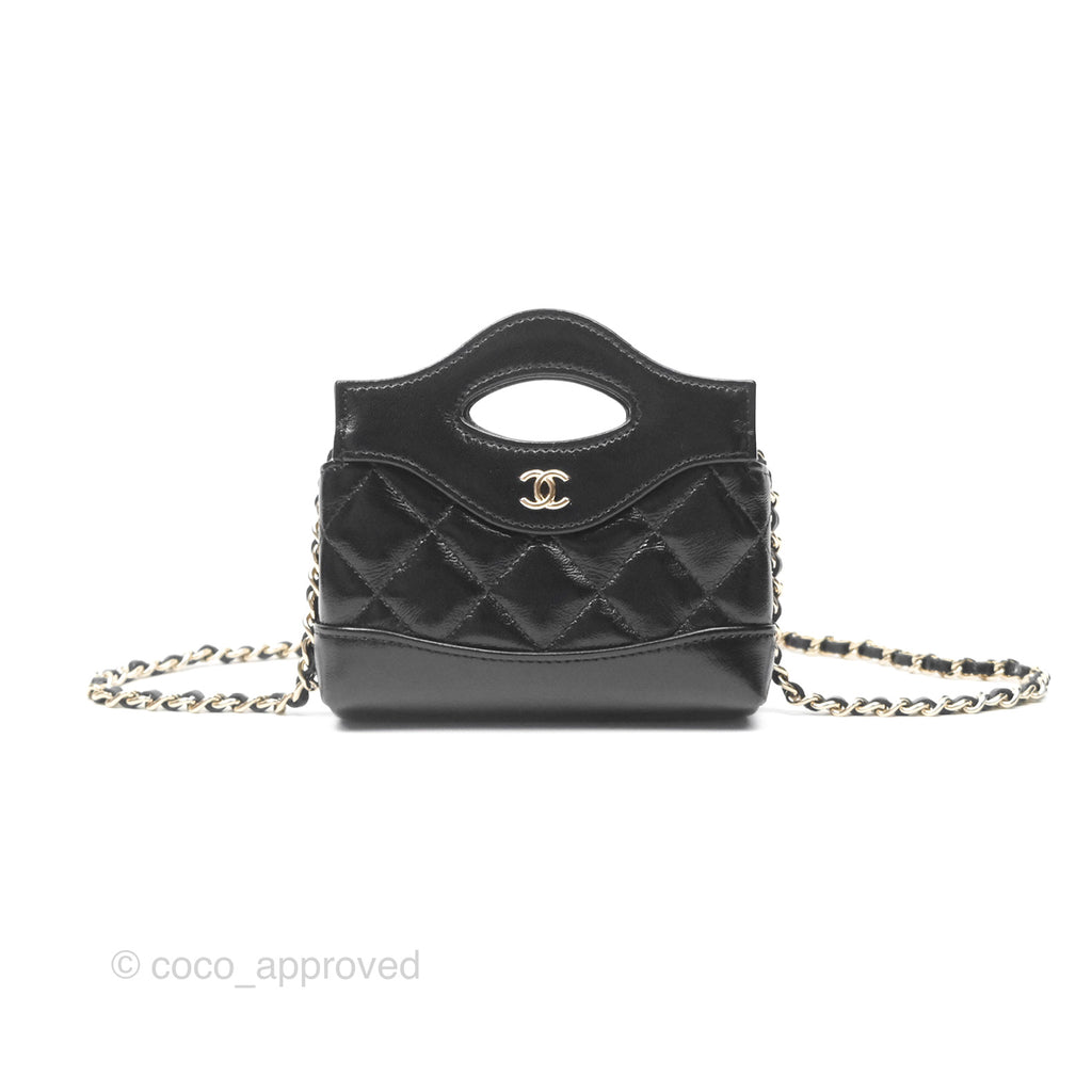 Chanel Micro 31 Black Shiny Calfskin Gold Hardware