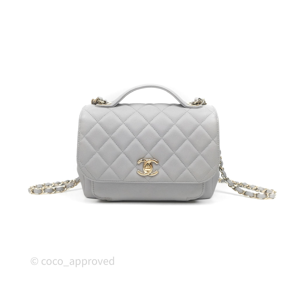 Chanel Quilted Medium Business Affinity Flap Grey Caviar Gold Hardware