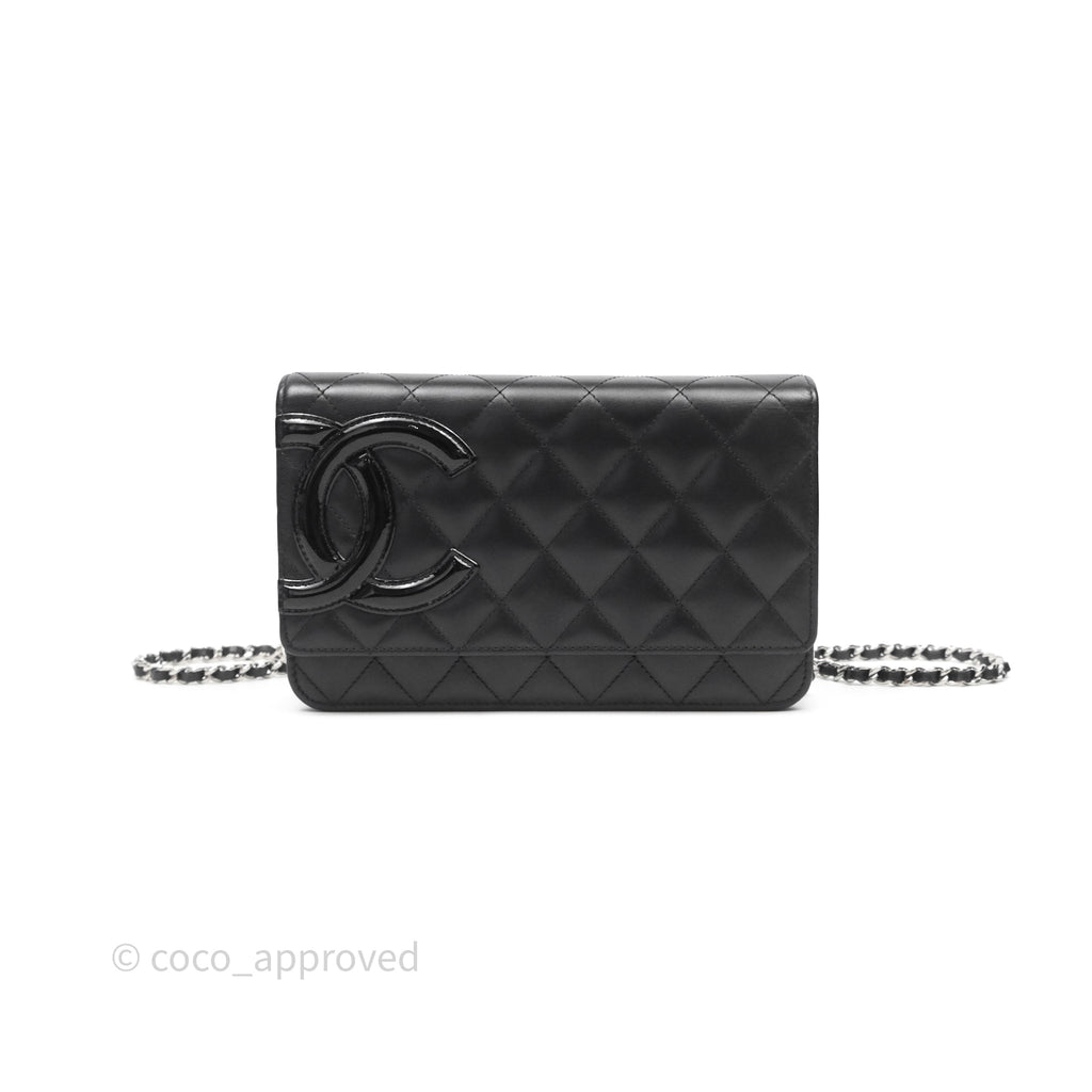 Chanel Quilted Cambon Wallet on Chain WOC Black Calfskin Silver Hardware