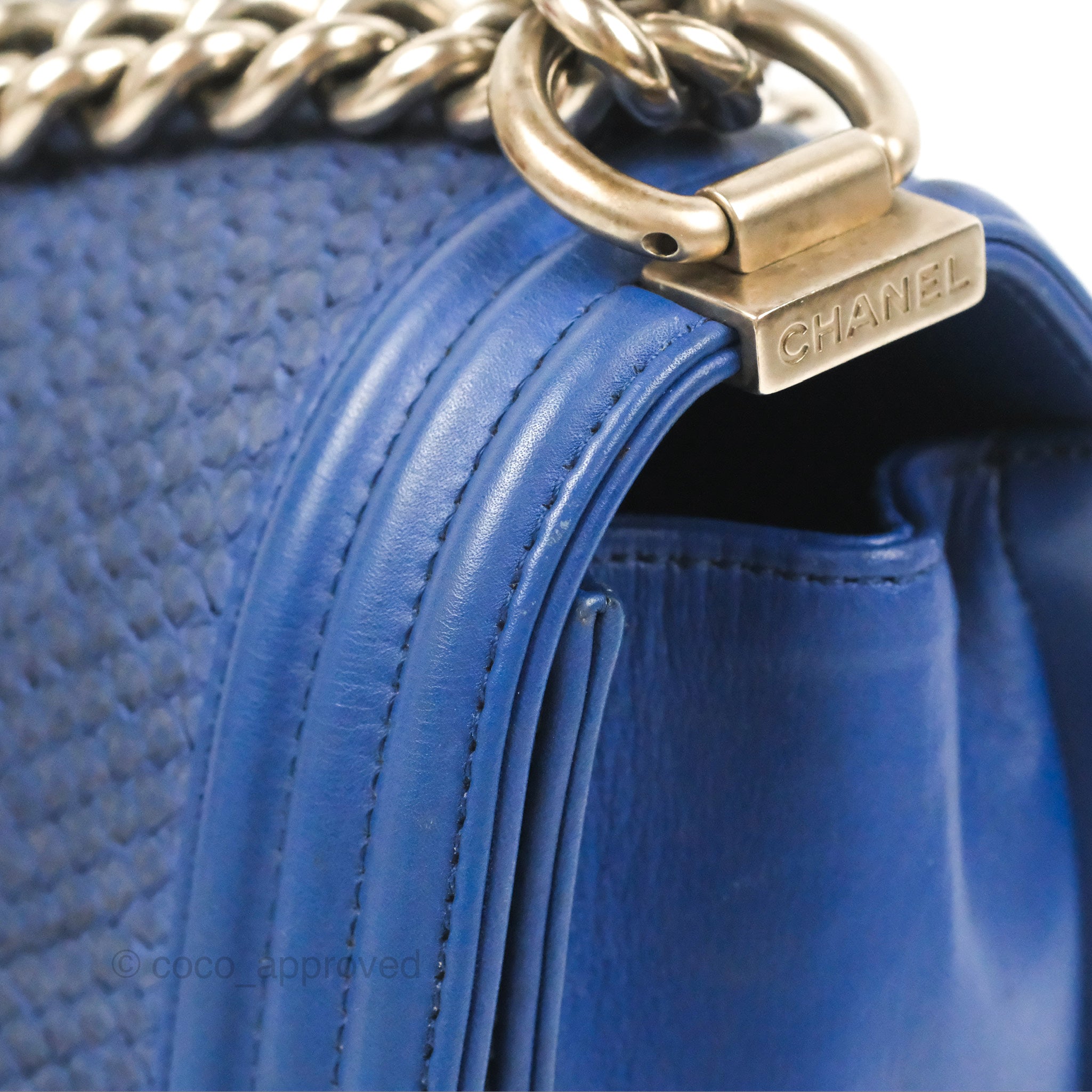 Chanel Medium Boy Blue Python Matte Silver Hardware – Coco Approved Studio
