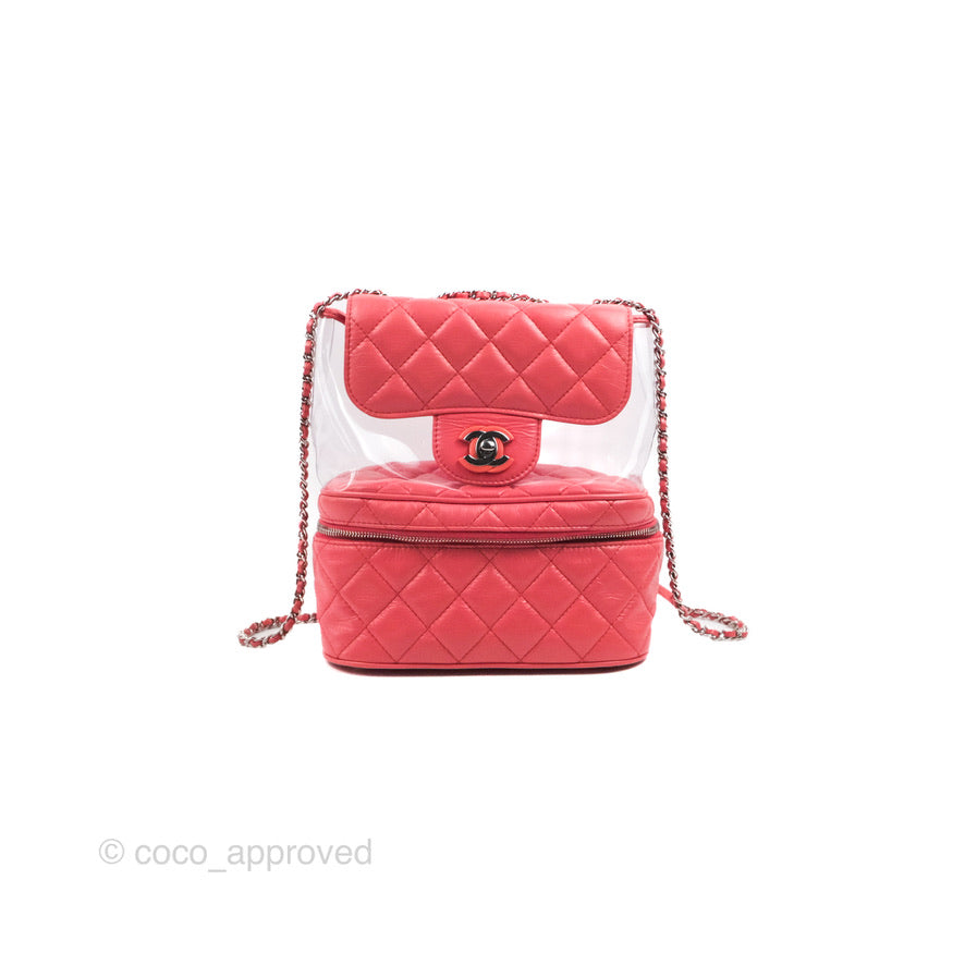 Chanel Aquarium PVC Coral Pink Crumpled Calfskin Silver Hardware