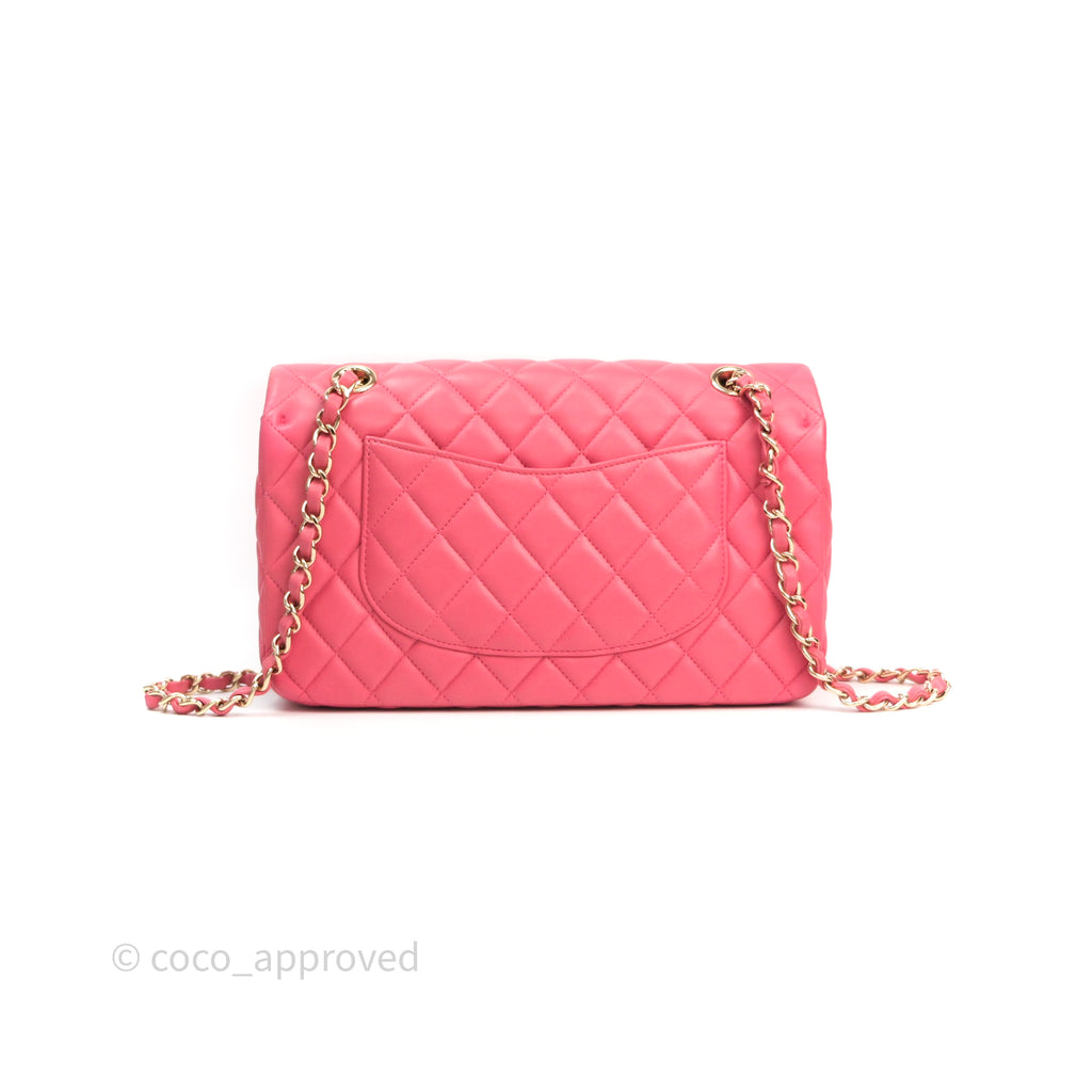 Chanel M/L Medium Flap Bag Valentine Limited Edition Pink Lambskin Gold Hardware