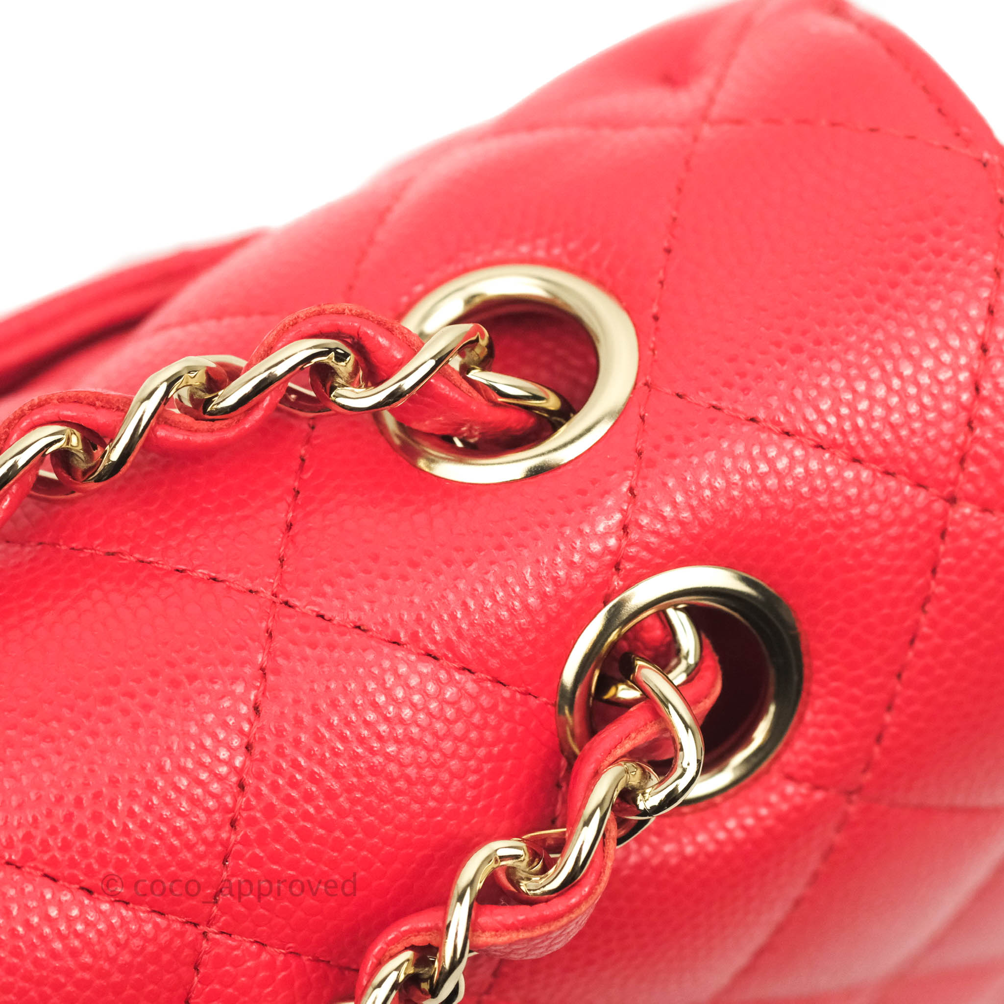 Chanel Classic M/L Medium Double Flap Bag Red Lambskin Silver
