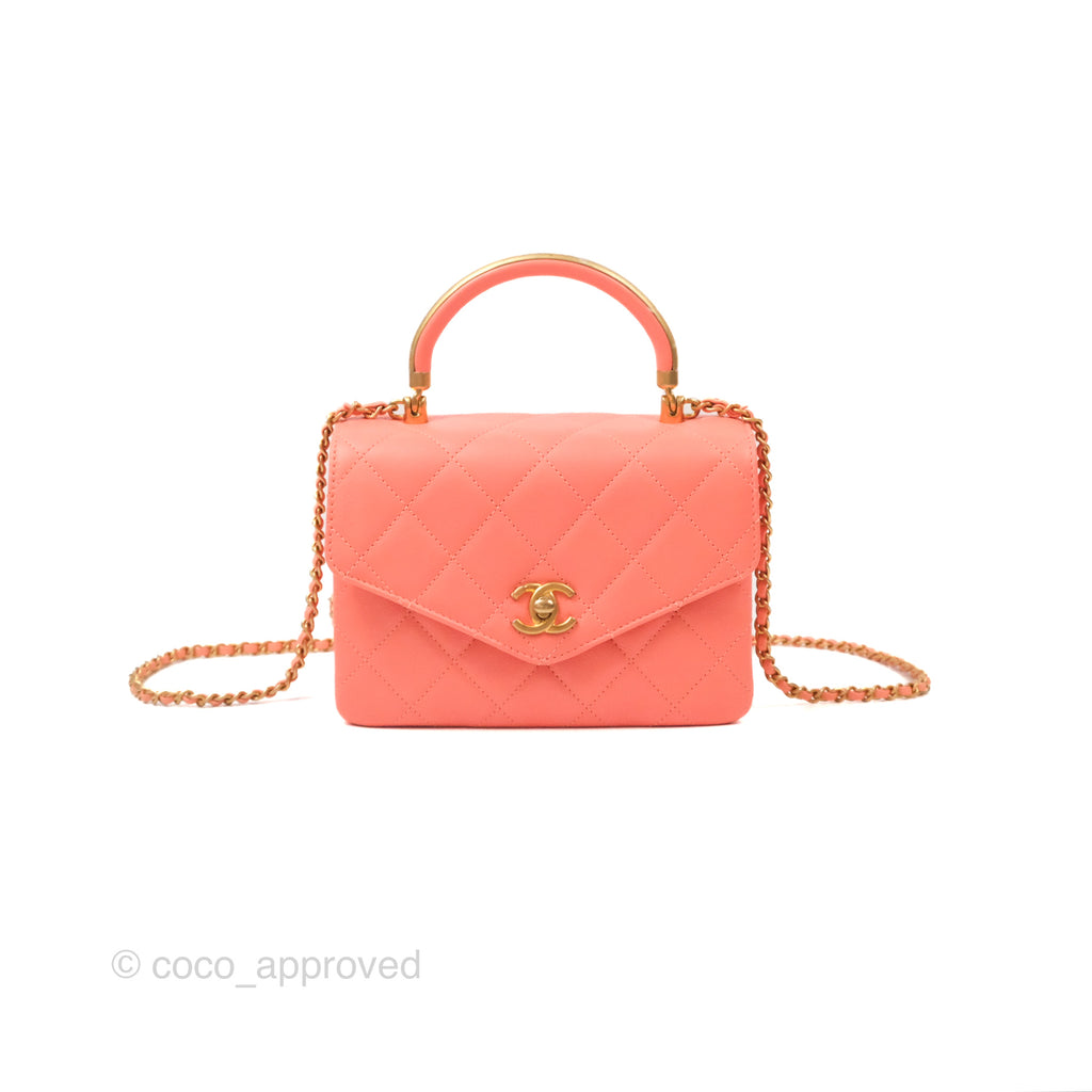 Chanel Metal Top Handle Flap Bag Iridescent Orange Claire Calfskin Aged Gold Hardware