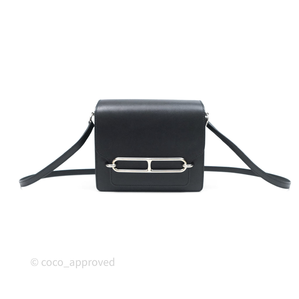 Hermès Roulis Mini 18 Noir 89 Veau Evergrain Palladium Hardware