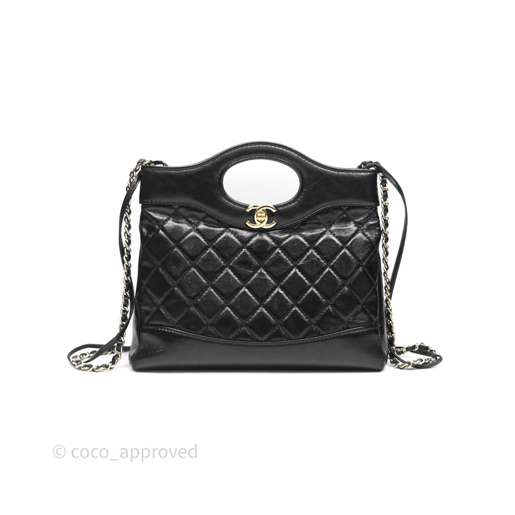 Chanel 31 Mini Black Shiny Lambskin Gold Hardware