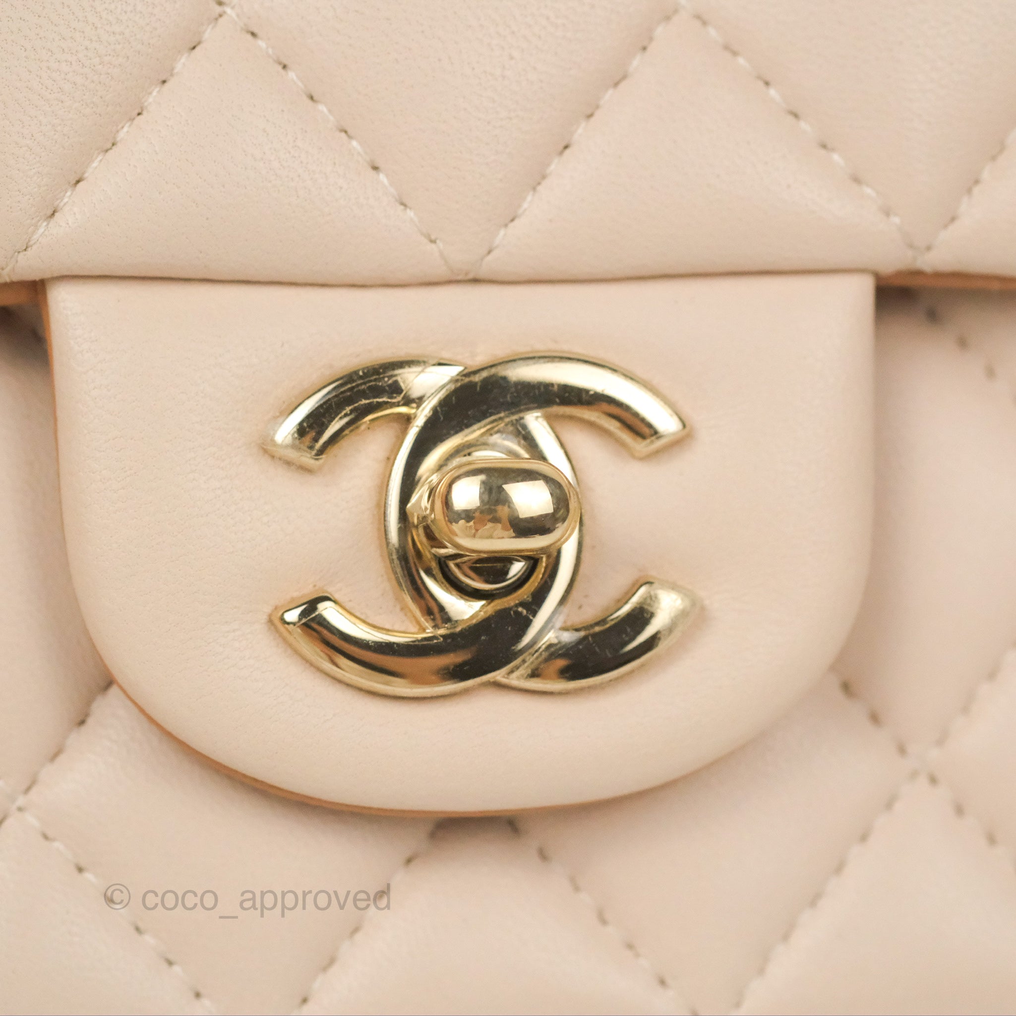 Chanel mini rectangular beige lambskin gold hw