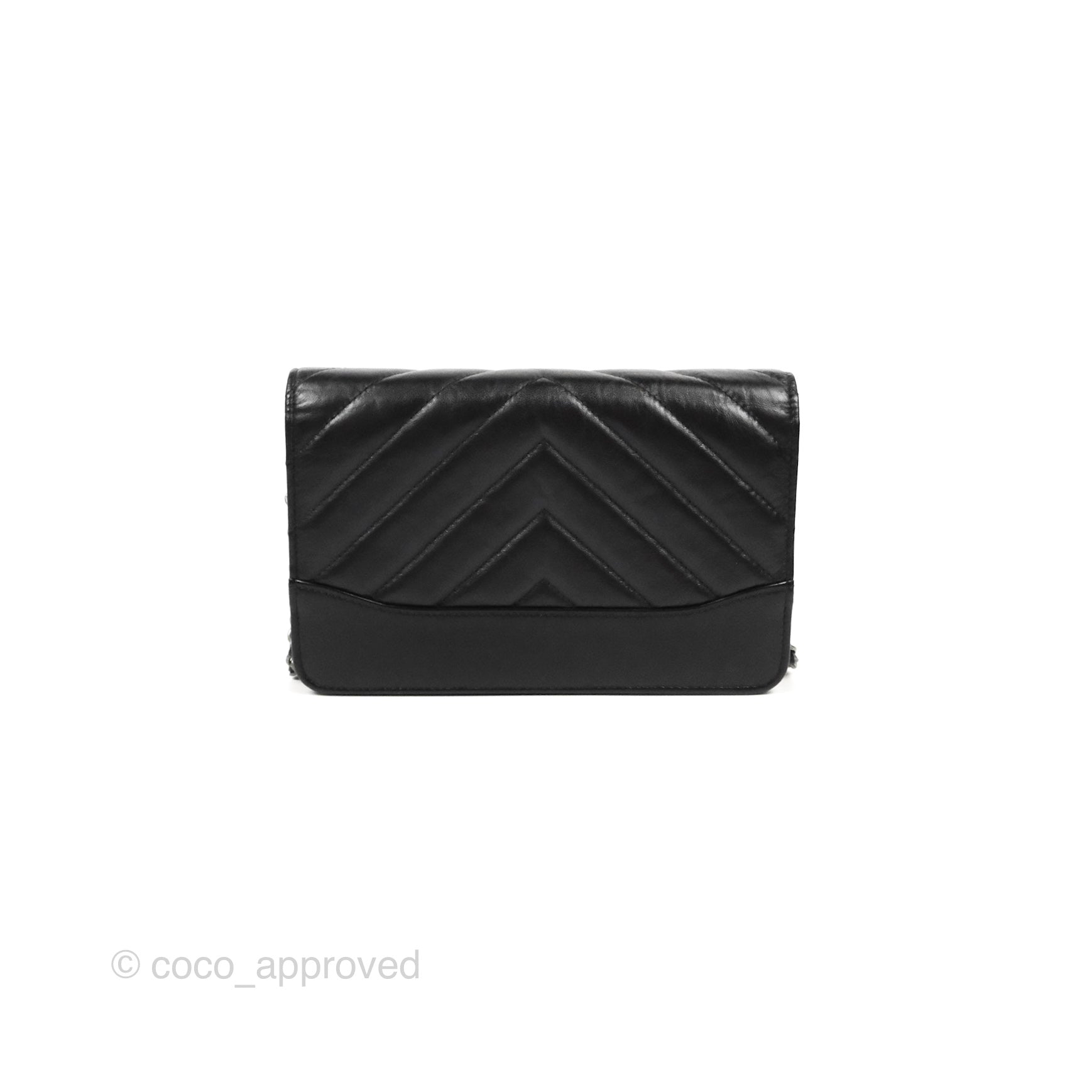 Chanel Chevron Wallet on Chain WOC Black Calfskin Gold Hardware – Coco  Approved Studio