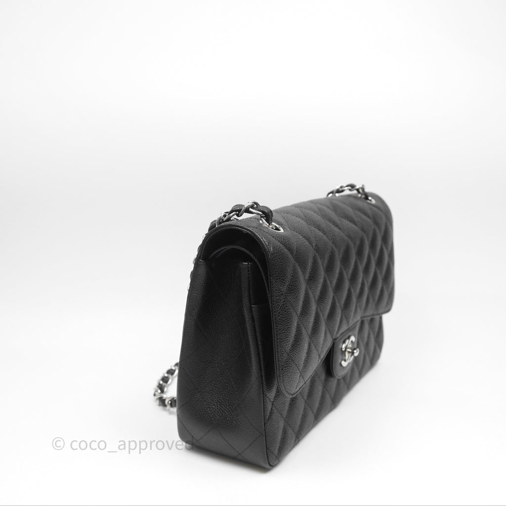 Chanel Jumbo Double Flap Black Caviar Silver Hardware⁣⁣