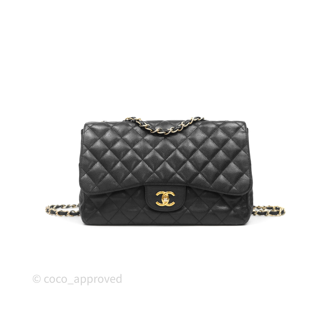 Chanel Jumbo Single Flap Black Caviar Gold Hardware⁣⁣