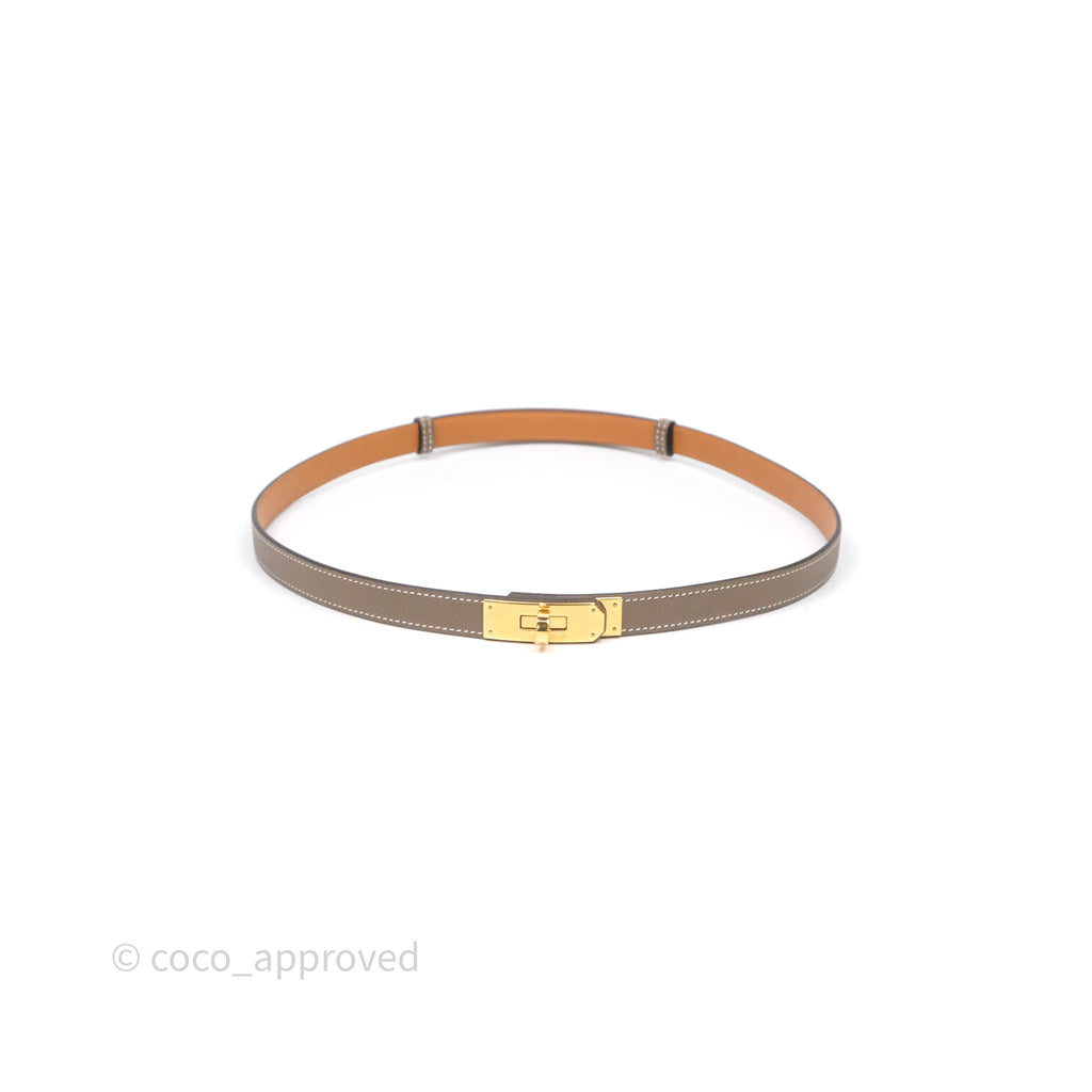 Hermès Kelly Buckle Belt Etoupe Epsom Gold Hardware