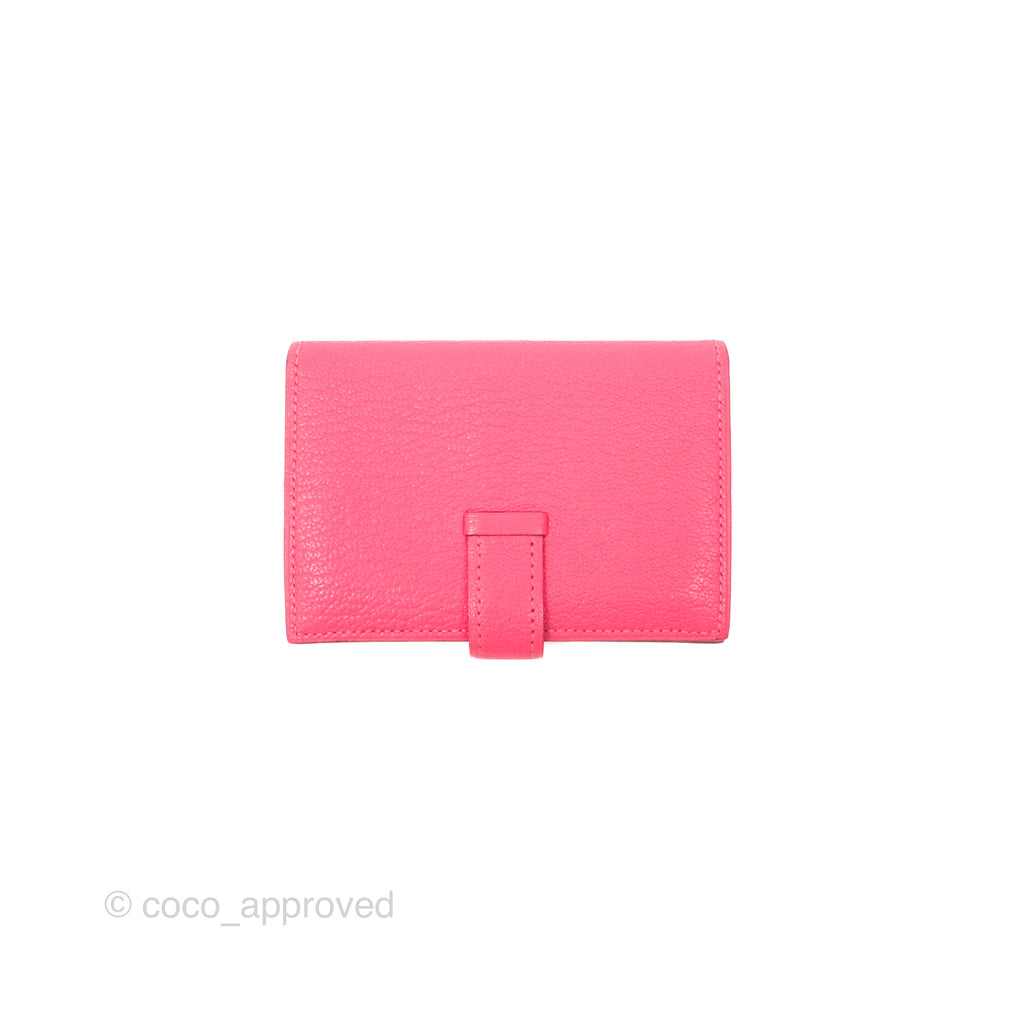 Hermès Bearn Mini Wallet Rose Lipstick Chevre Mysore Palladium Hardware