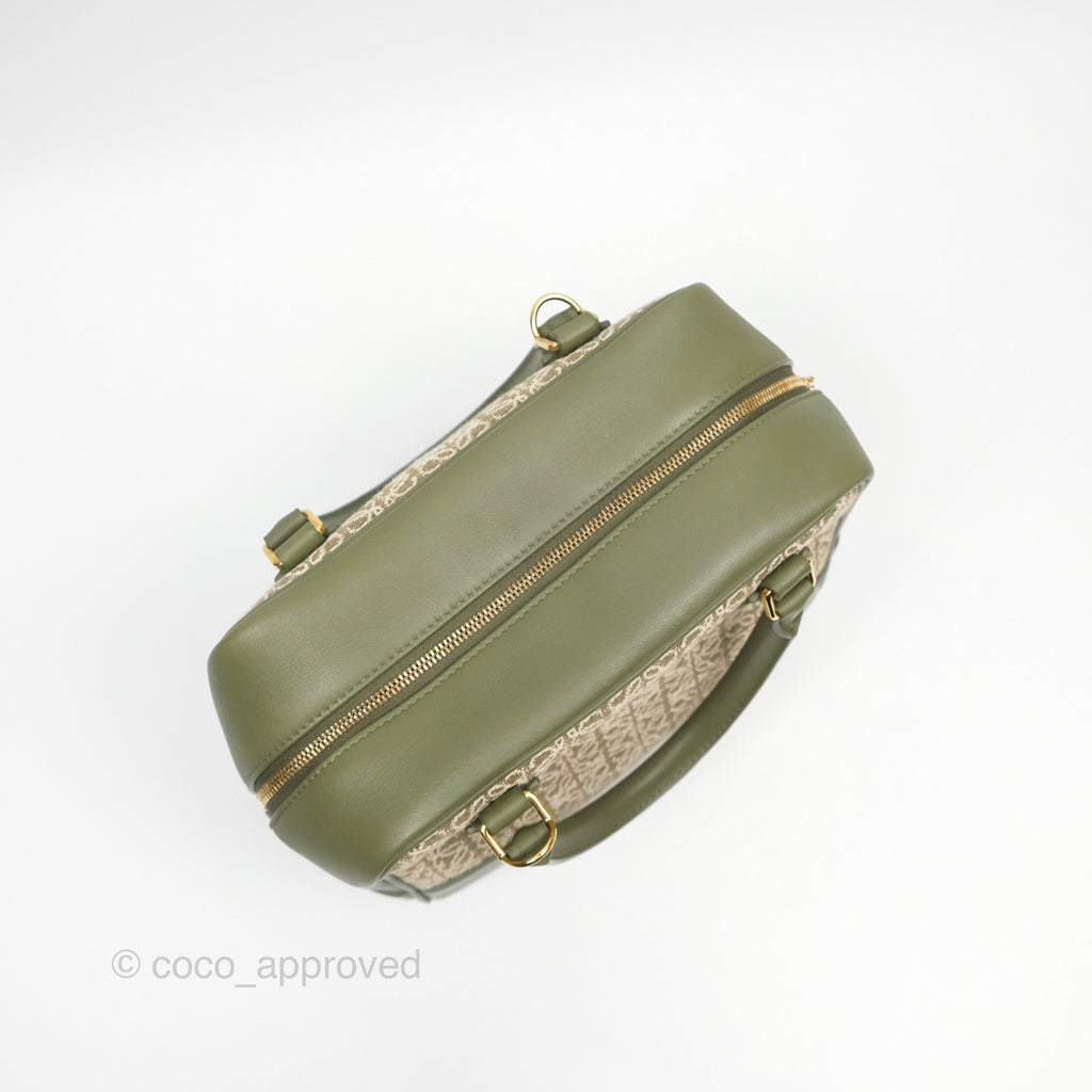 Loewe Amazona 19 Square Green/ Avocado Green in Anagram Jacquard and Calfskin