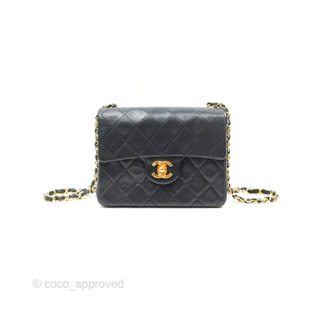 Chanel Vintage Mini Square Black Lambskin 24K Gold Hardware