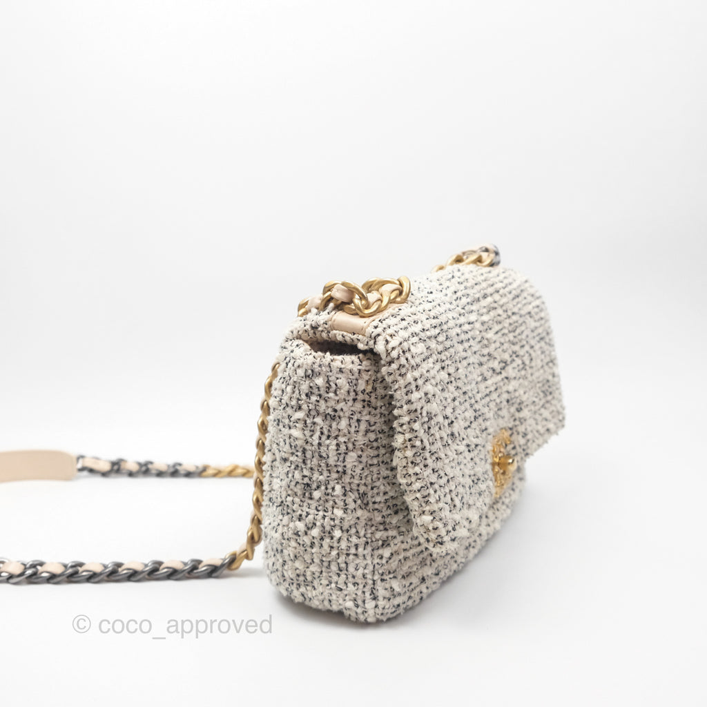 Chanel 19 Small Tweed Oreo Cream Mixed Hardware