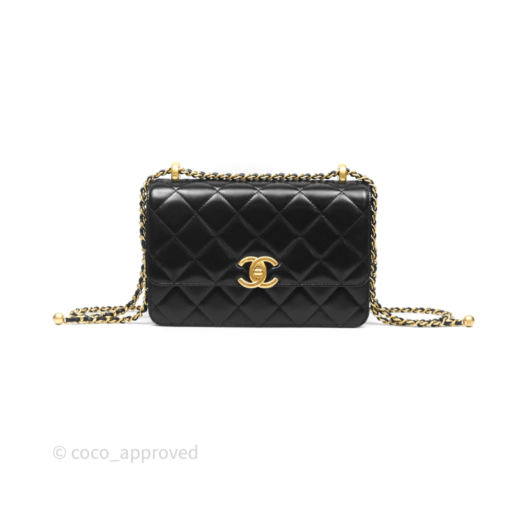 Chanel Quilted Small Perfect Fit Adjustable Black Calfskin Aged Gold Hardware