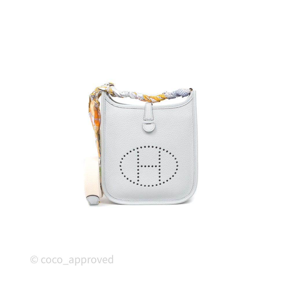Hermès Mini Evelyne 16 Bleu Pale 08 Clemence Gold Hardware