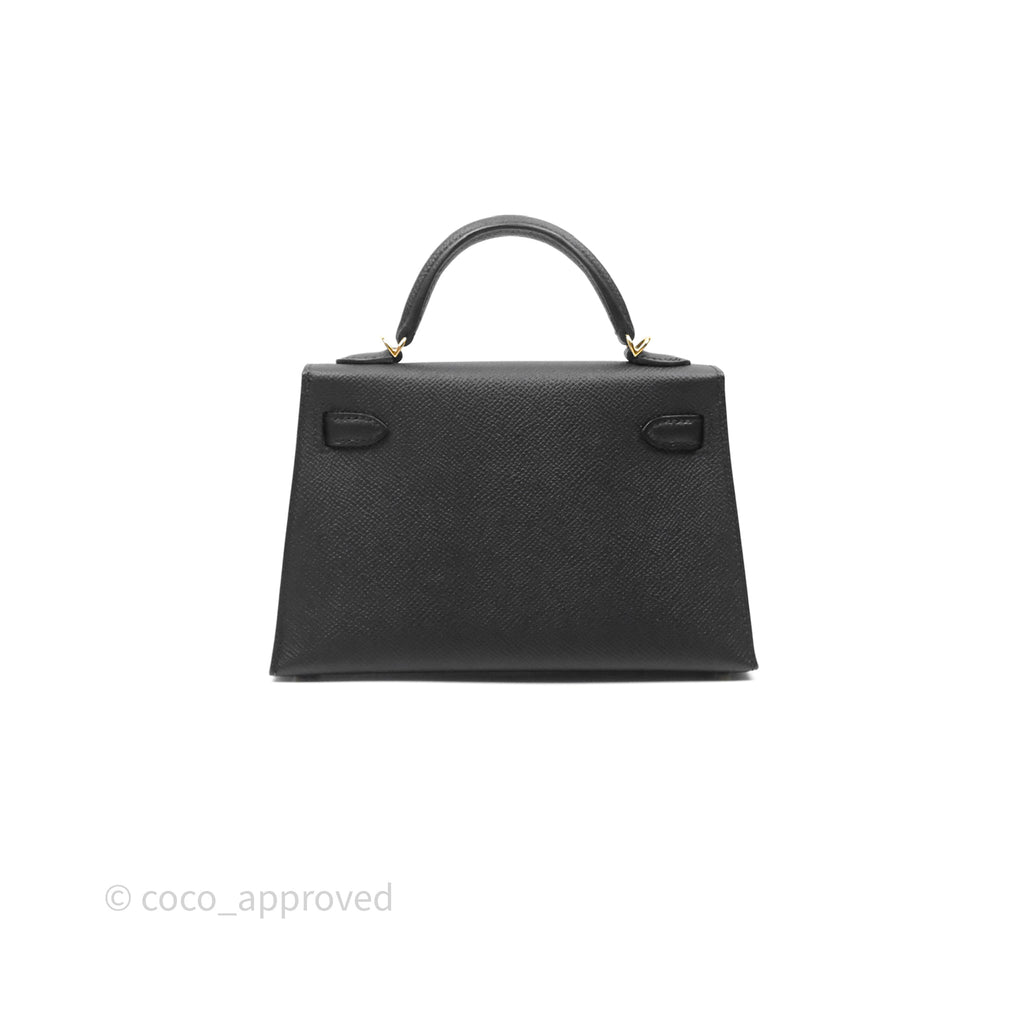Hermès Mini Kelly II Noir 89 Epsom Gold Hardware