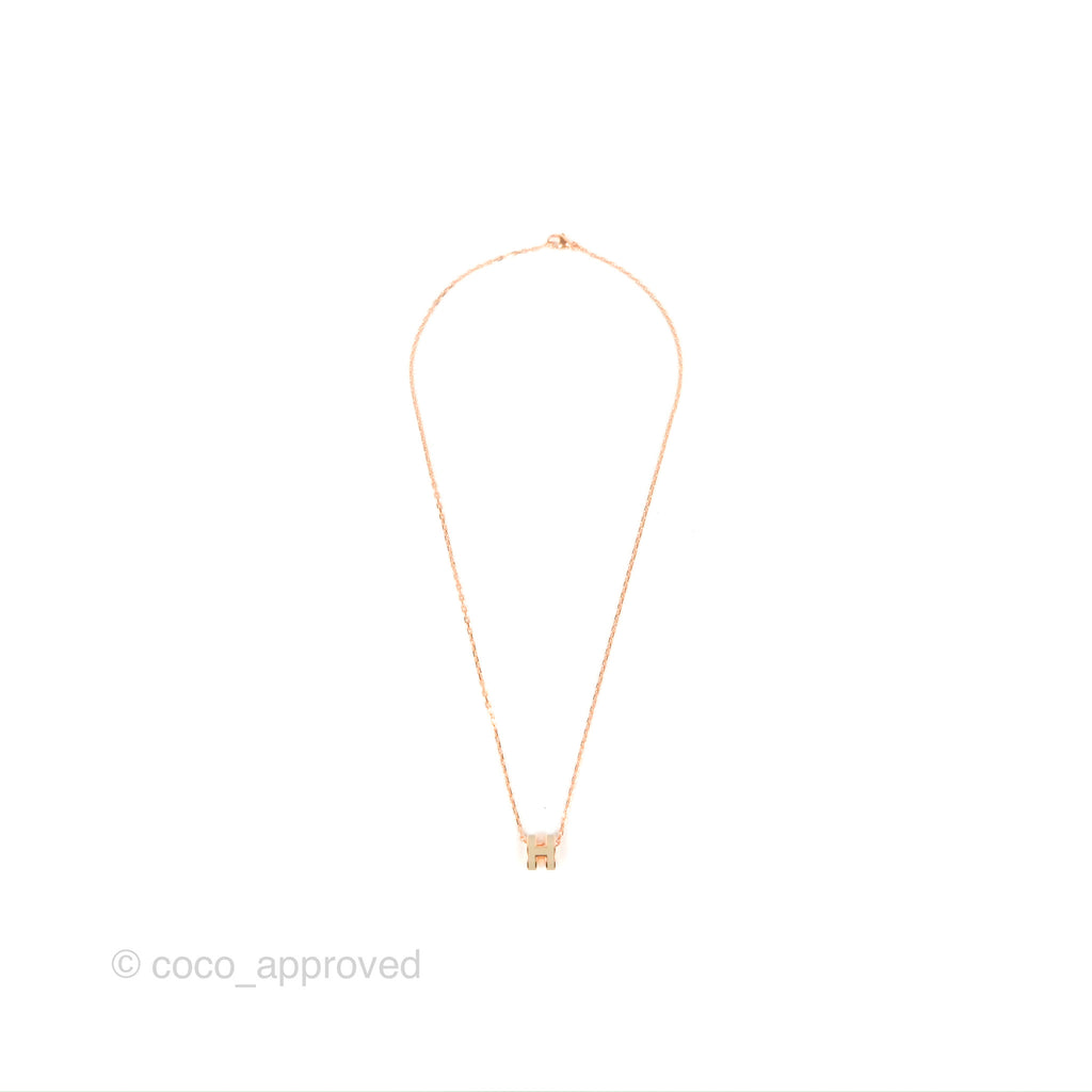 Hermès Mini Pop H Pendant Necklace Marron Glace Rose Gold Hardware