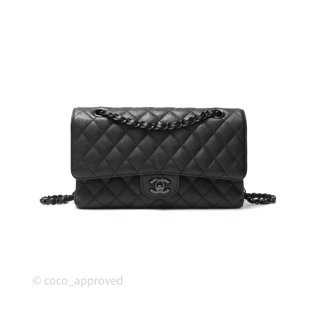 Chanel Classic Quilted M/L Medium Double Flap So Black Calfskin