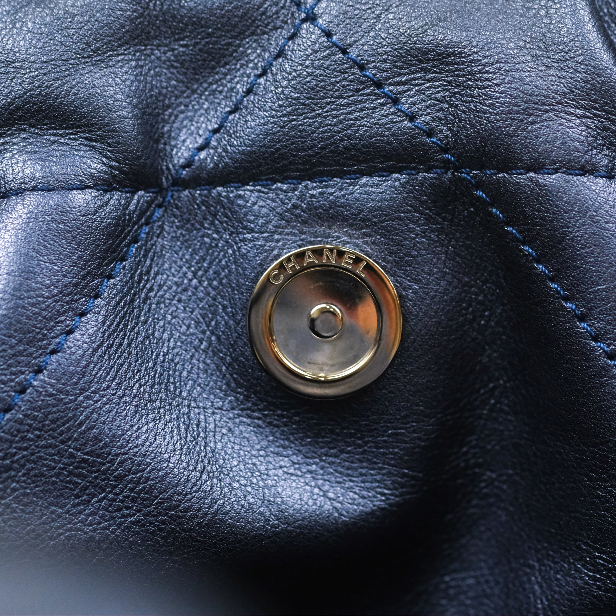 Chanel 22 Small Metallic Midnight Blue Aged Calfskin