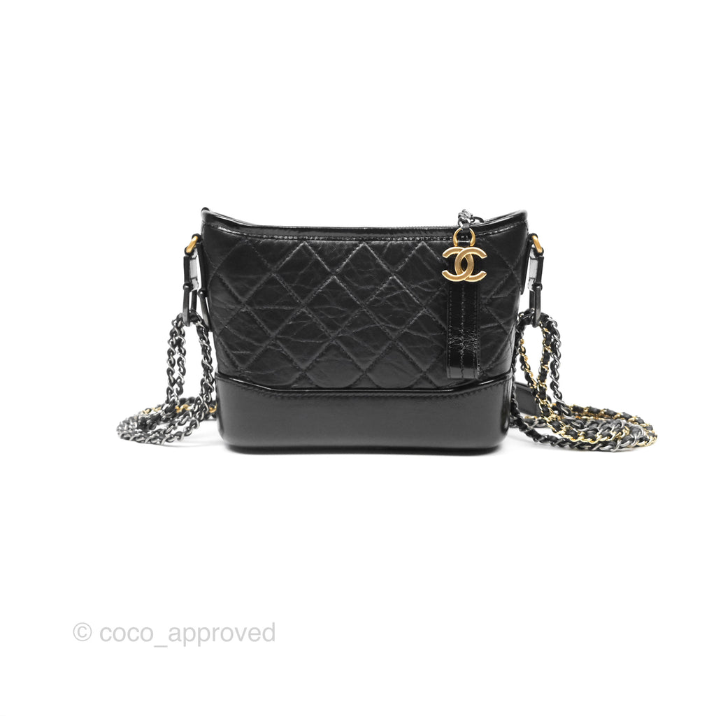 Chanel Small Gabrielle Hobo Quilted Black Aged Calfskin