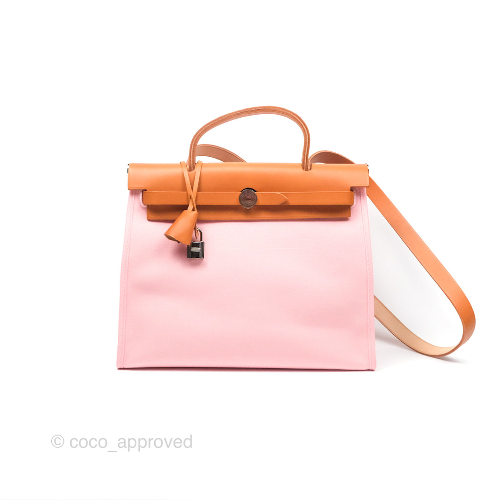 Hermès Herbag Zip 31 Rose Sakura 3Q Canvas Palladium Hardware