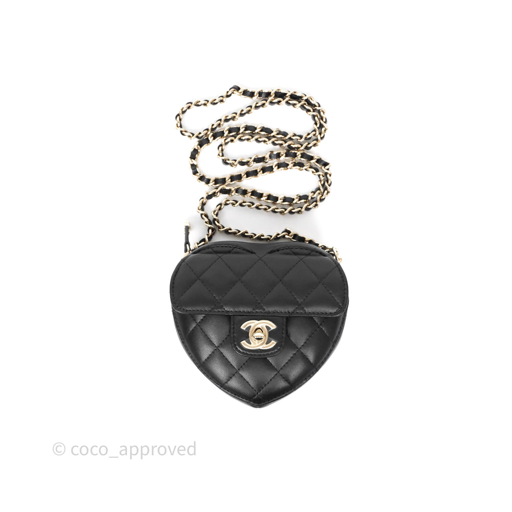 Chanel Small Heart Bag Black Lambskin Gold Hardware