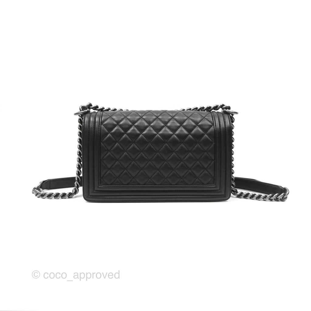 Chanel Boy Quilted Medium Black Lambskin Ruthenium Hardware