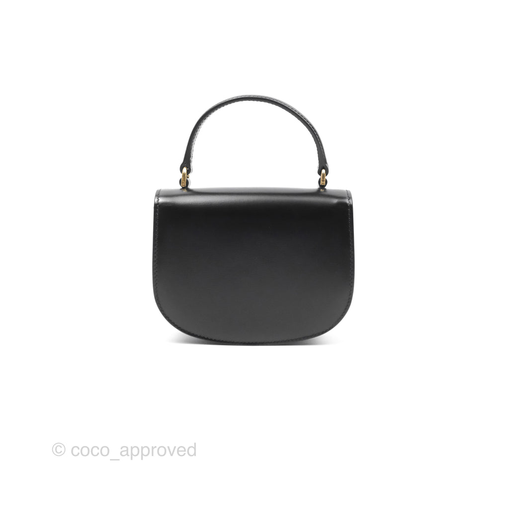 Celine Mini Besace Clea in Shiny Calfskin Black