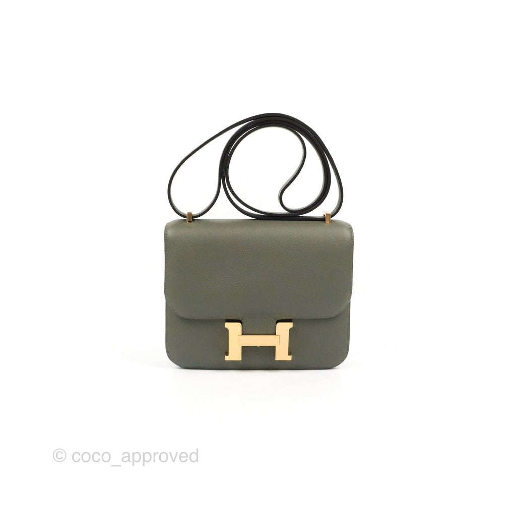 Hermès Constance Mini 18cm with Mirror Gris Meyer/Gris Pale Evercolor Gold Hardware