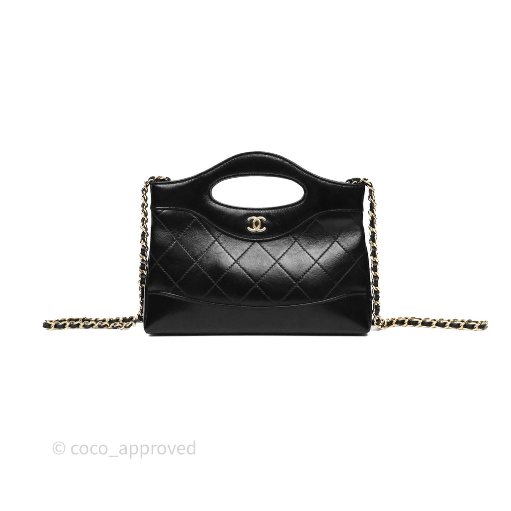 Chanel Nano 31 Black Shiny Calfskin Gold Hardware