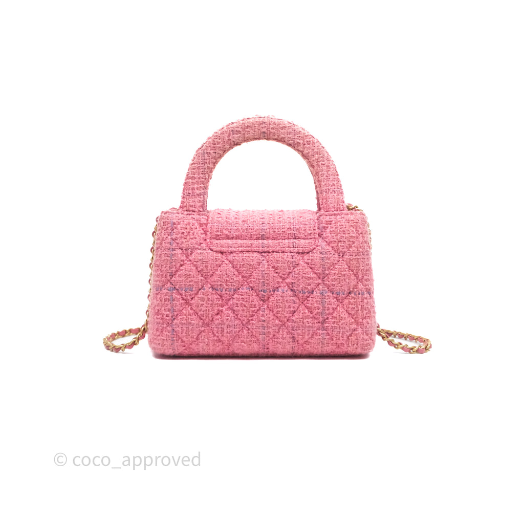 Chanel Kelly Bag Pink Tweed Aged Gold Hardware