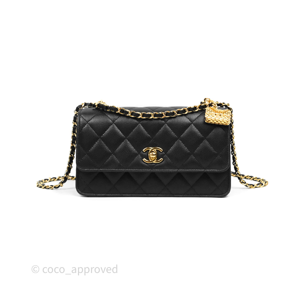 Chanel WOC Bag Charm Black Caviar Gold Hardware