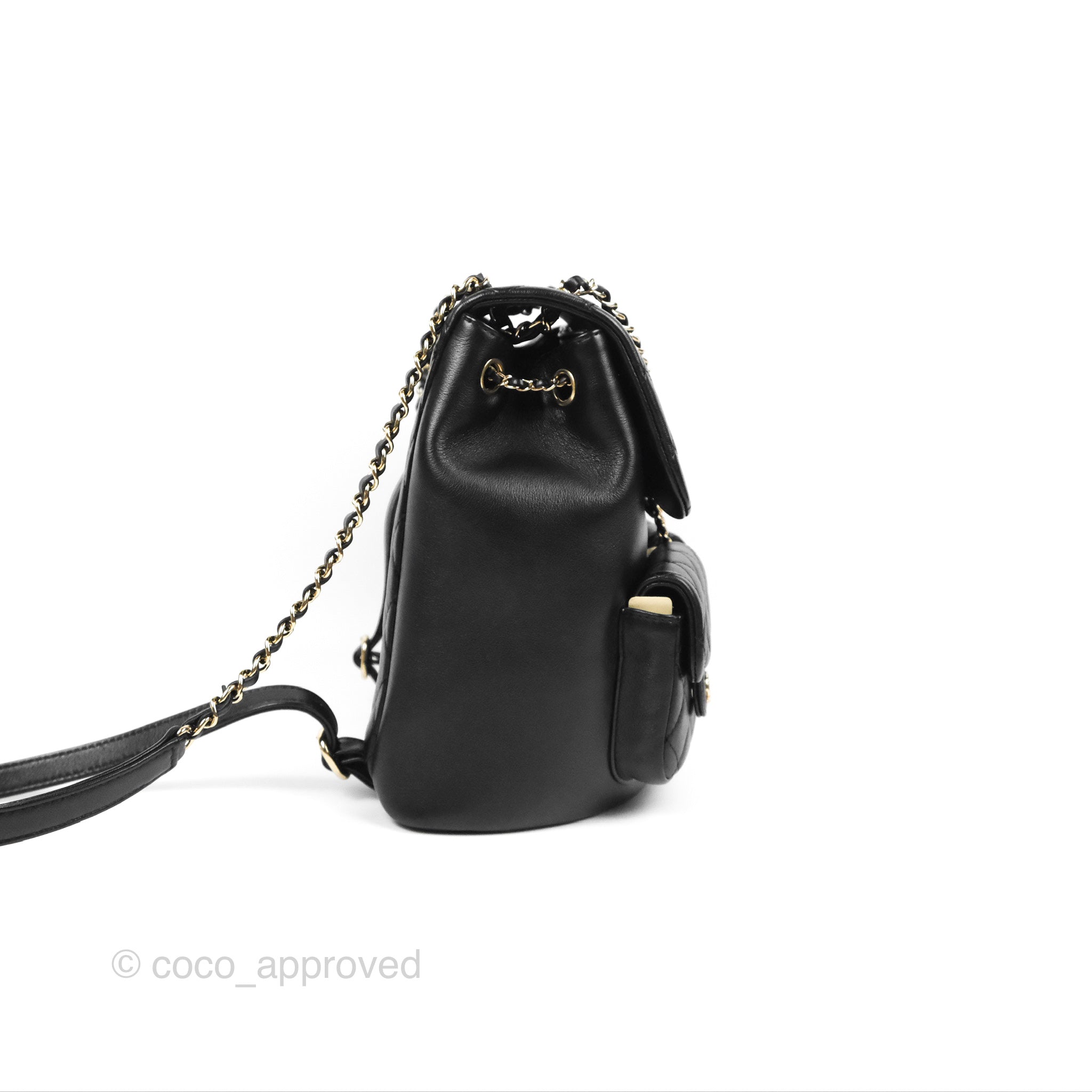 chanel black caviar leather backpack Chanel Duma Backpack Large Black Calfskin Gold Hardware 23P – Coco Approved Studio