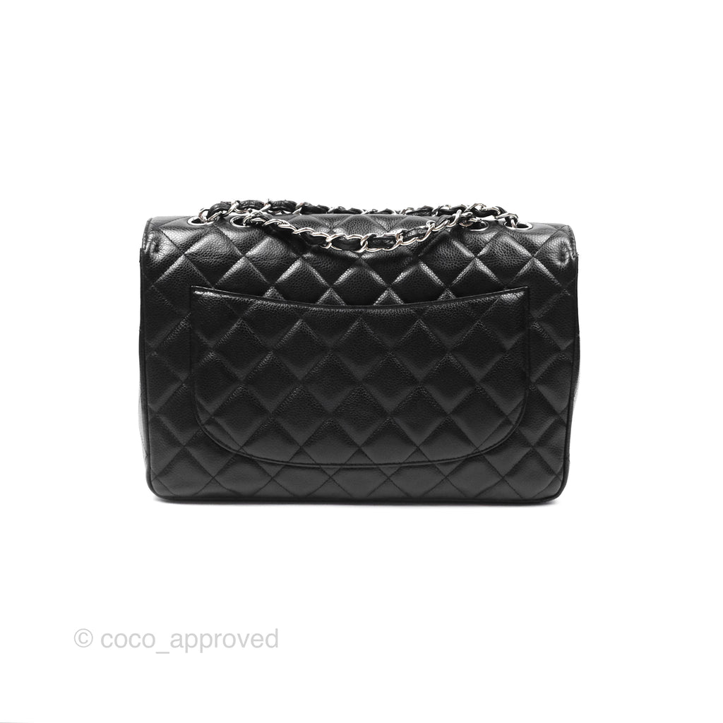 Chanel Jumbo Single Flap Black Caviar Silver Hardware⁣⁣