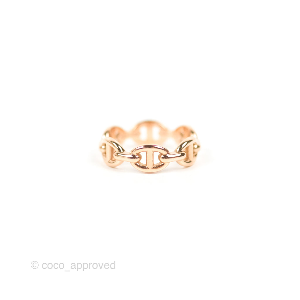 Hermès Chaine d'Ancre Enchainee Band Ring PM Rose Gold Size 51