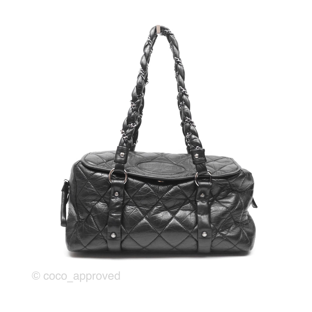 Chanel Quilted Lady Braid Bowler Bag Black Calfskin Silver Hardware