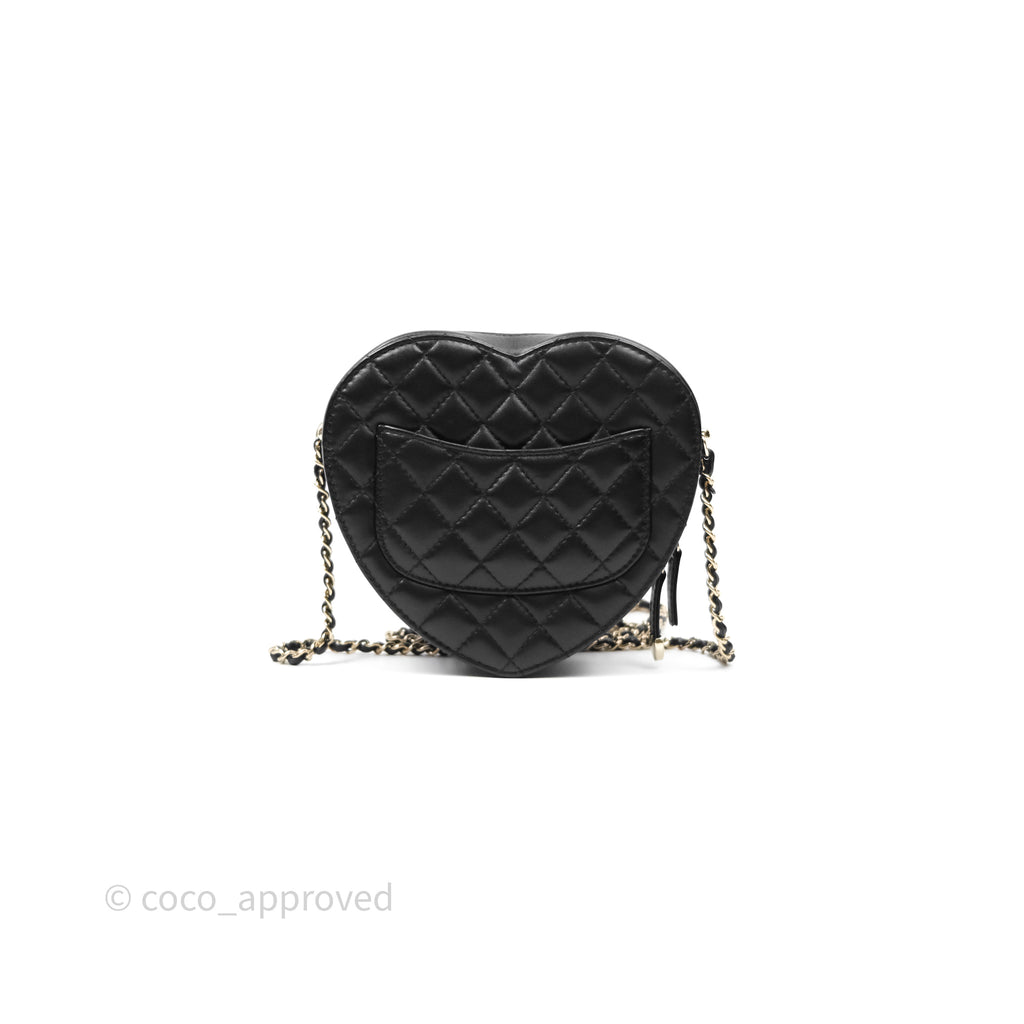 Chanel Large Heart Bag Black Lambskin Gold Hardware 22S