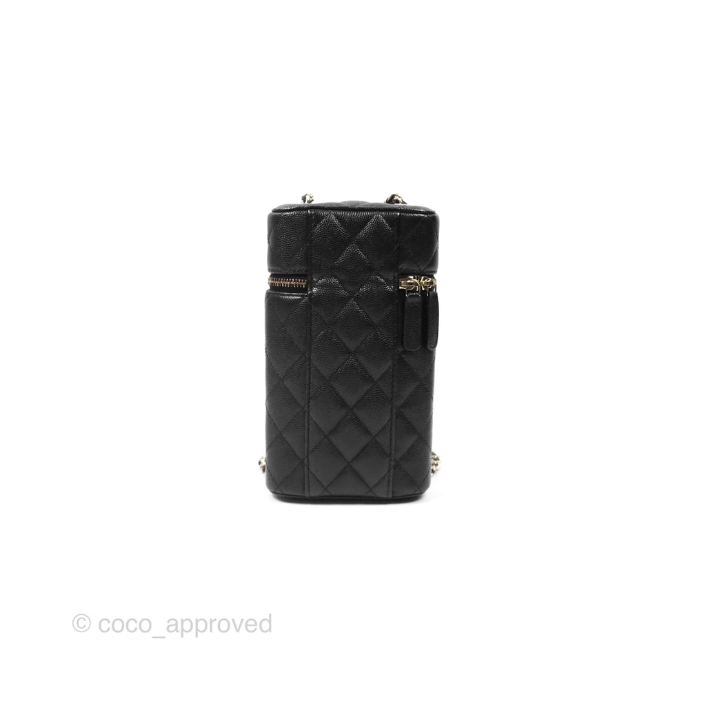 Chanel Vanity Phone Holder With Chain Black Caviar Gold Hardware